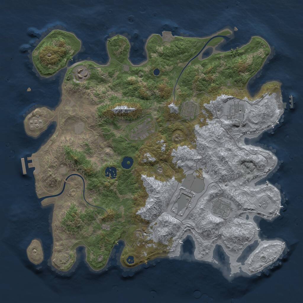 Rust Map: Procedural Map, Size: 3750, Seed: 32362688, 15 Monuments