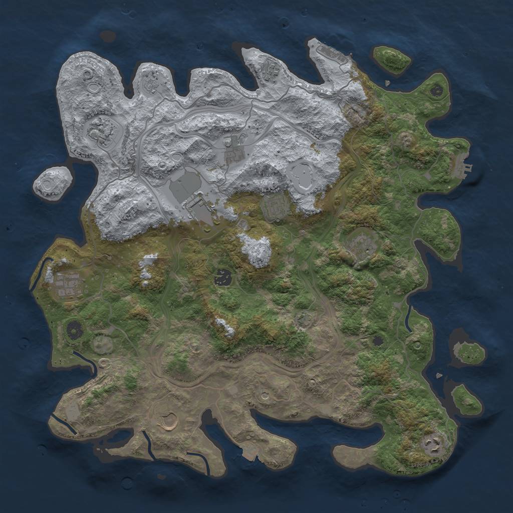 Rust Map: Procedural Map, Size: 4300, Seed: 83502056, 18 Monuments
