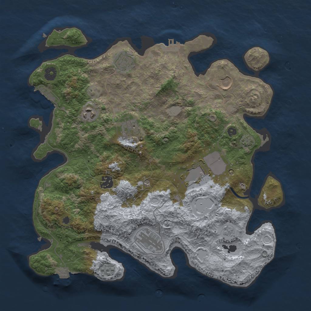Rust Map: Procedural Map, Size: 3500, Seed: 14362453, 16 Monuments