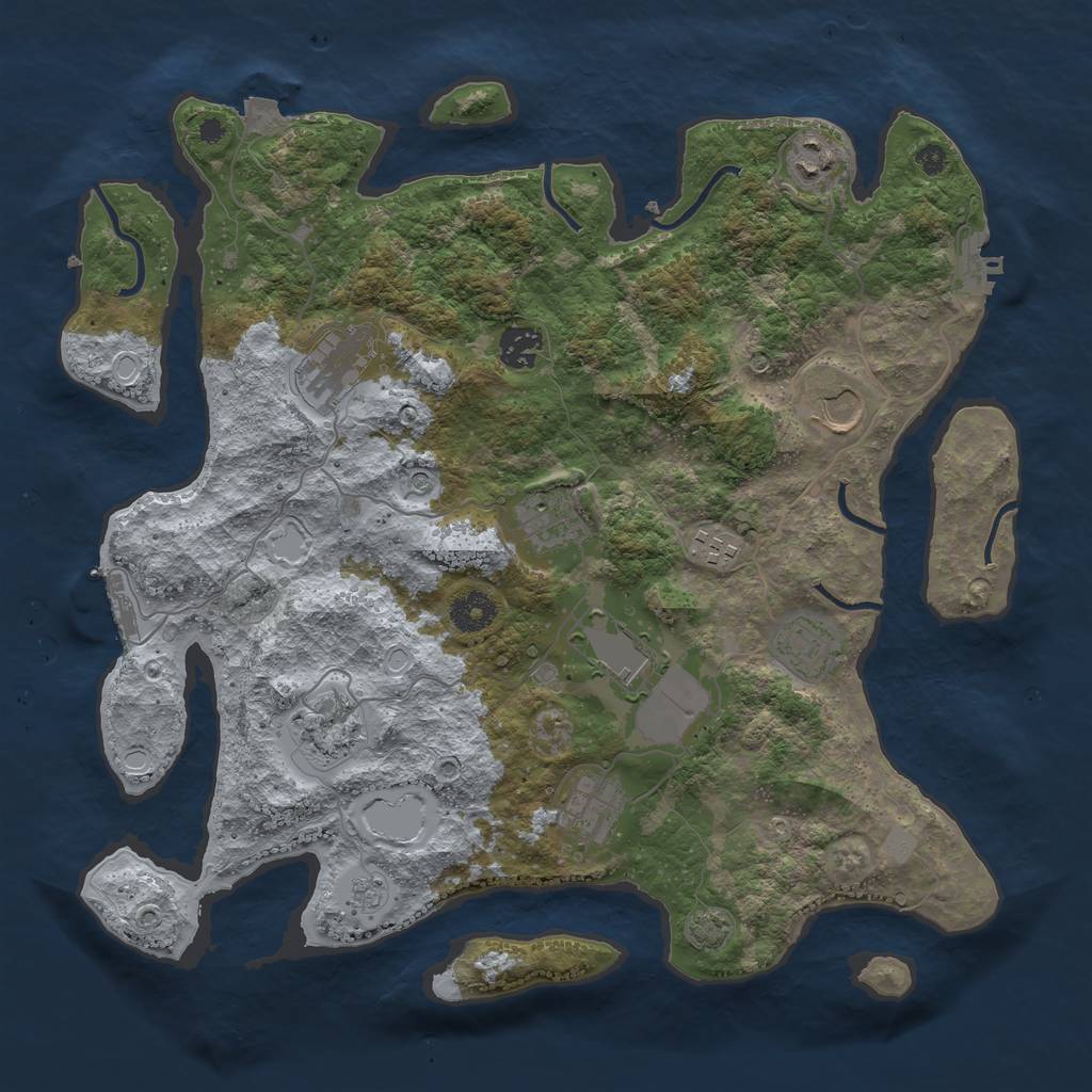 Rust Map: Procedural Map, Size: 3750, Seed: 962525513, 18 Monuments