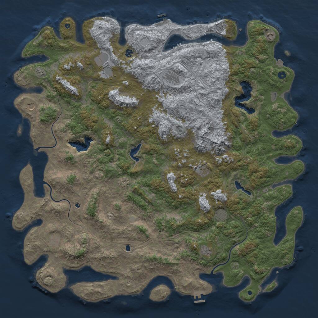 Rust Map: Procedural Map, Size: 6000, Seed: 461256, 17 Monuments