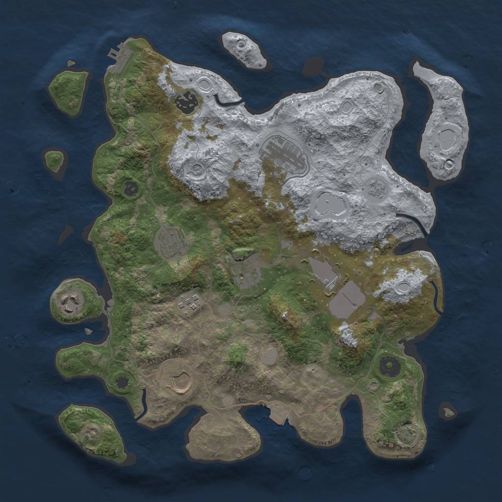Rust Map: Procedural Map, Size: 3500, Seed: 5613654, 15 Monuments