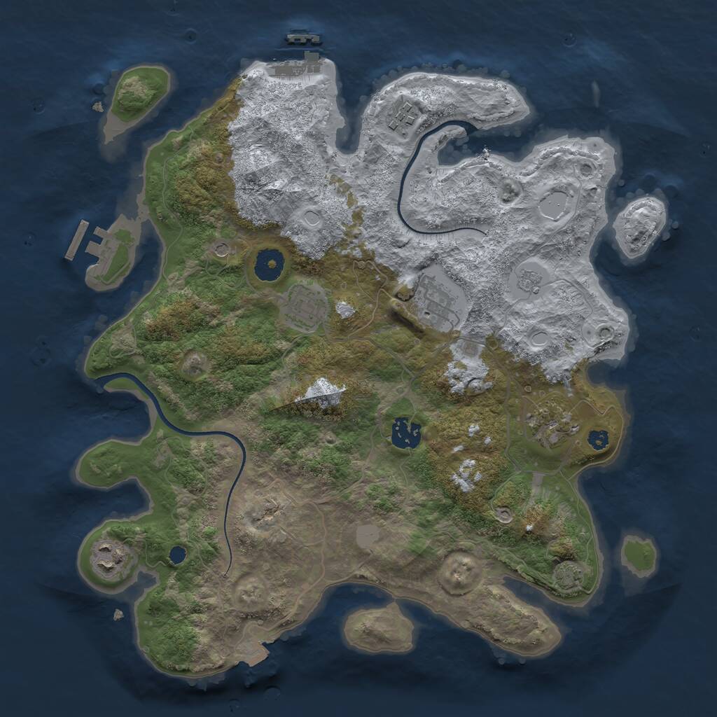 Rust Map: Procedural Map, Size: 3450, Seed: 48374719, 12 Monuments