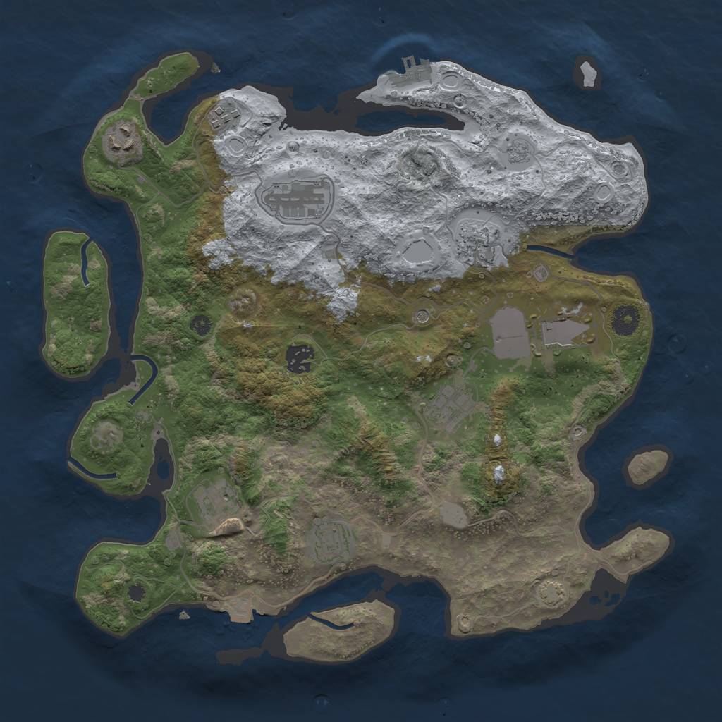 Rust Map: Procedural Map, Size: 3650, Seed: 78324287, 16 Monuments