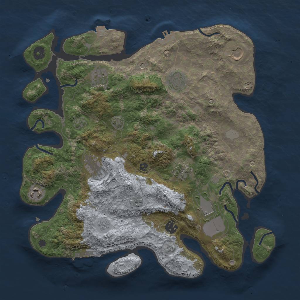 Rust Map: Procedural Map, Size: 3600, Seed: 92831873, 17 Monuments