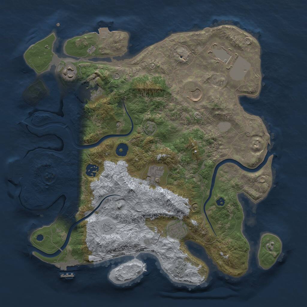 Rust Map: Procedural Map, Size: 3600, Seed: 92831873, 14 Monuments