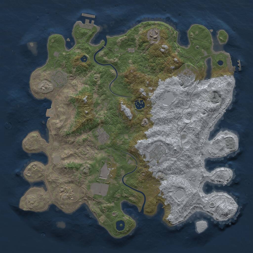 Rust Map: Procedural Map, Size: 3800, Seed: 36416760, 15 Monuments