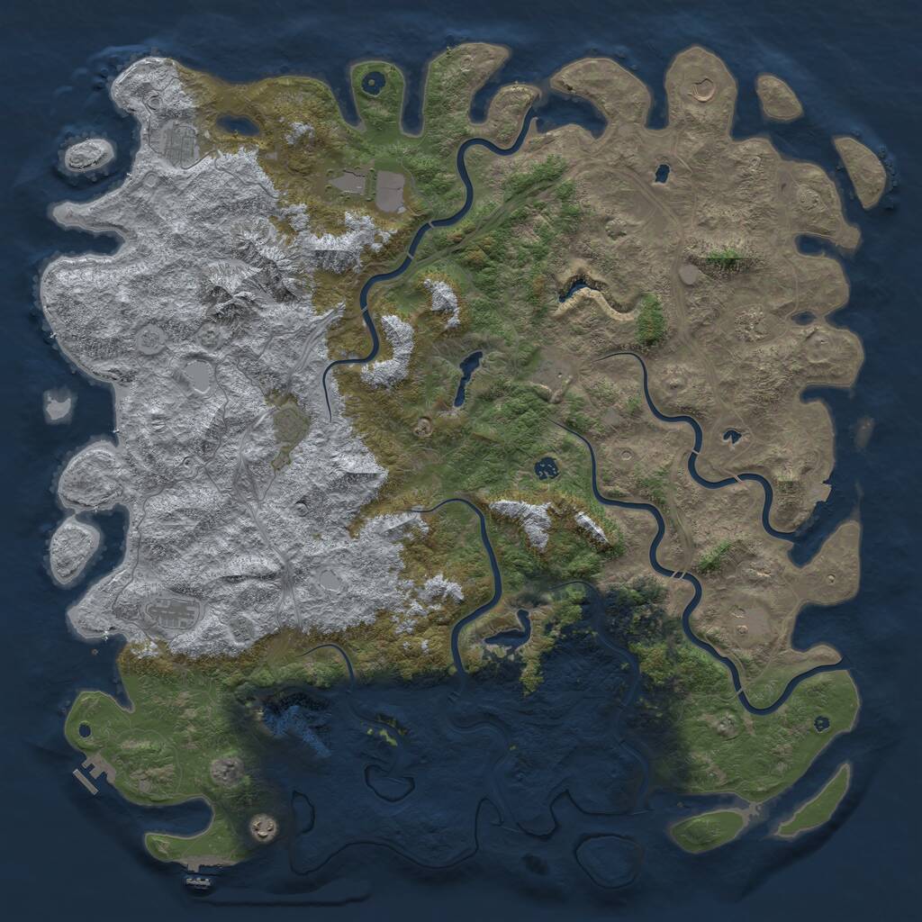 Rust Map: Procedural Map, Size: 6000, Seed: 28010, 17 Monuments