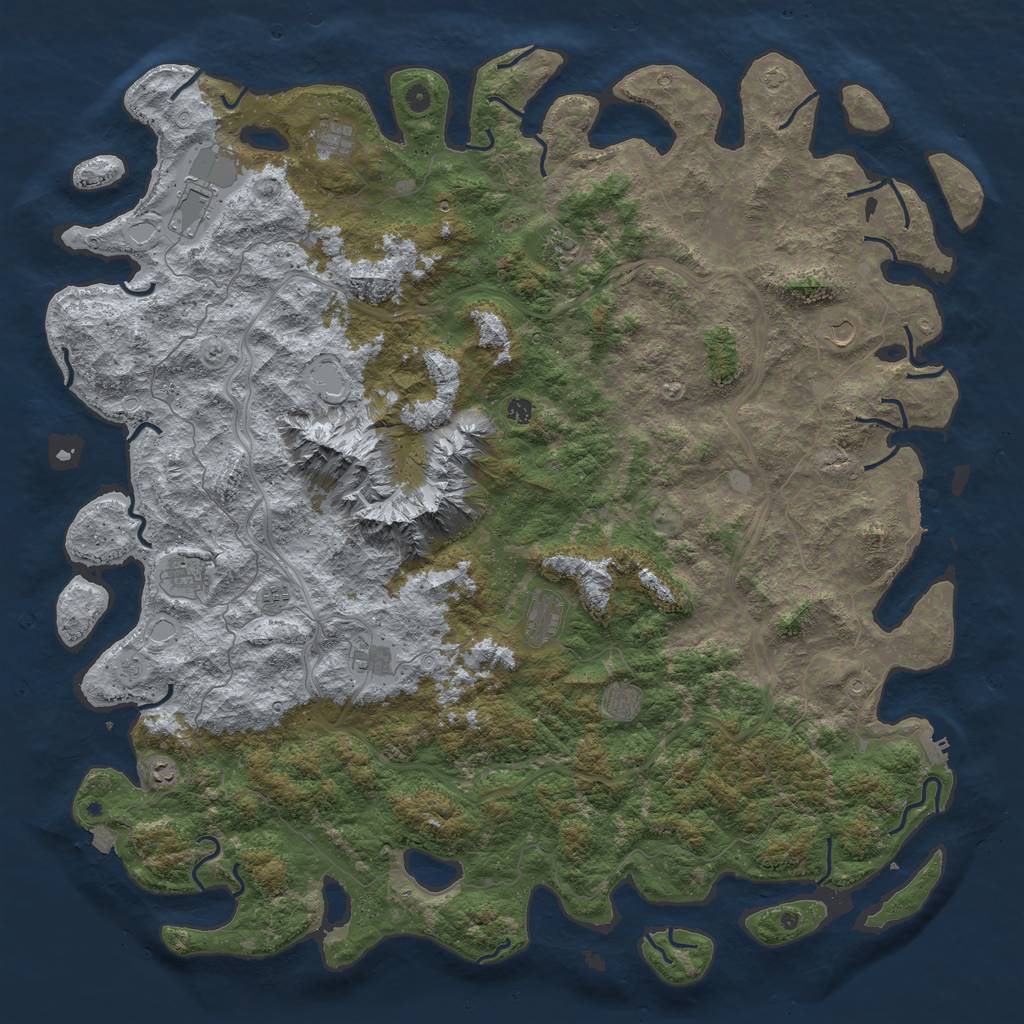 Rust Map: Procedural Map, Size: 6000, Seed: 28010, 19 Monuments