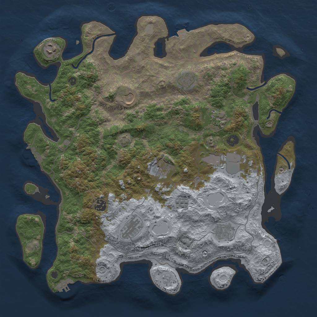 Rust Map: Procedural Map, Size: 4000, Seed: 636666, 18 Monuments
