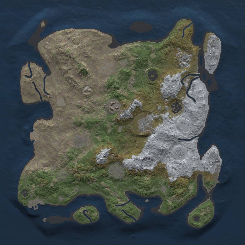 Rust Map: Procedural Map, Size: 3450, Seed: 70823197, 15 Monuments