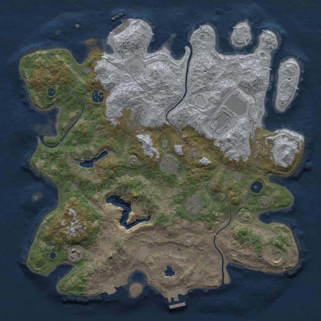 Rust Map: Procedural Map, Size: 4050, Seed: 708292251, 15 Monuments
