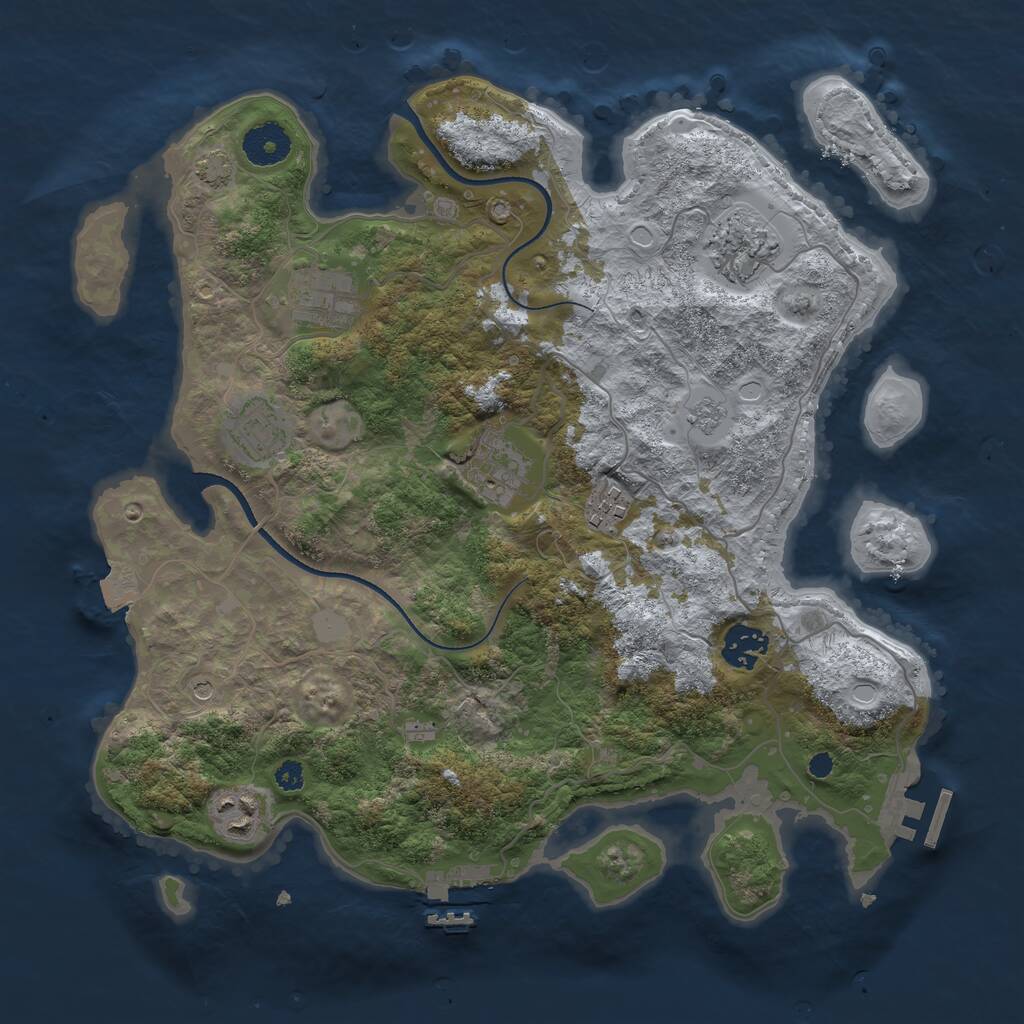 Rust Map: Procedural Map, Size: 3450, Seed: 56264310, 13 Monuments
