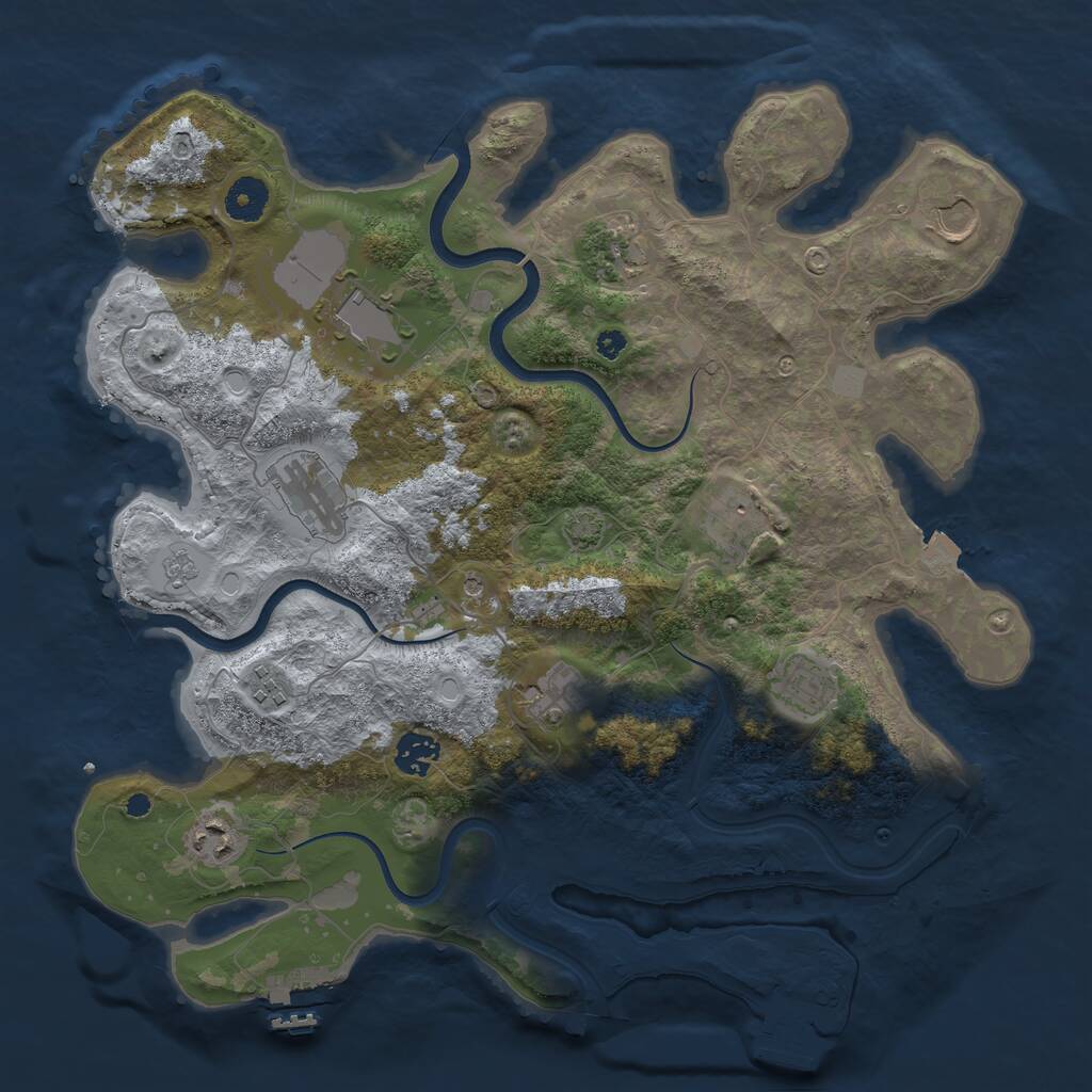 Rust Map: Procedural Map, Size: 3750, Seed: 37374345, 16 Monuments