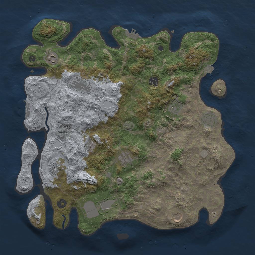 Rust Map: Procedural Map, Size: 3950, Seed: 37357481, 18 Monuments