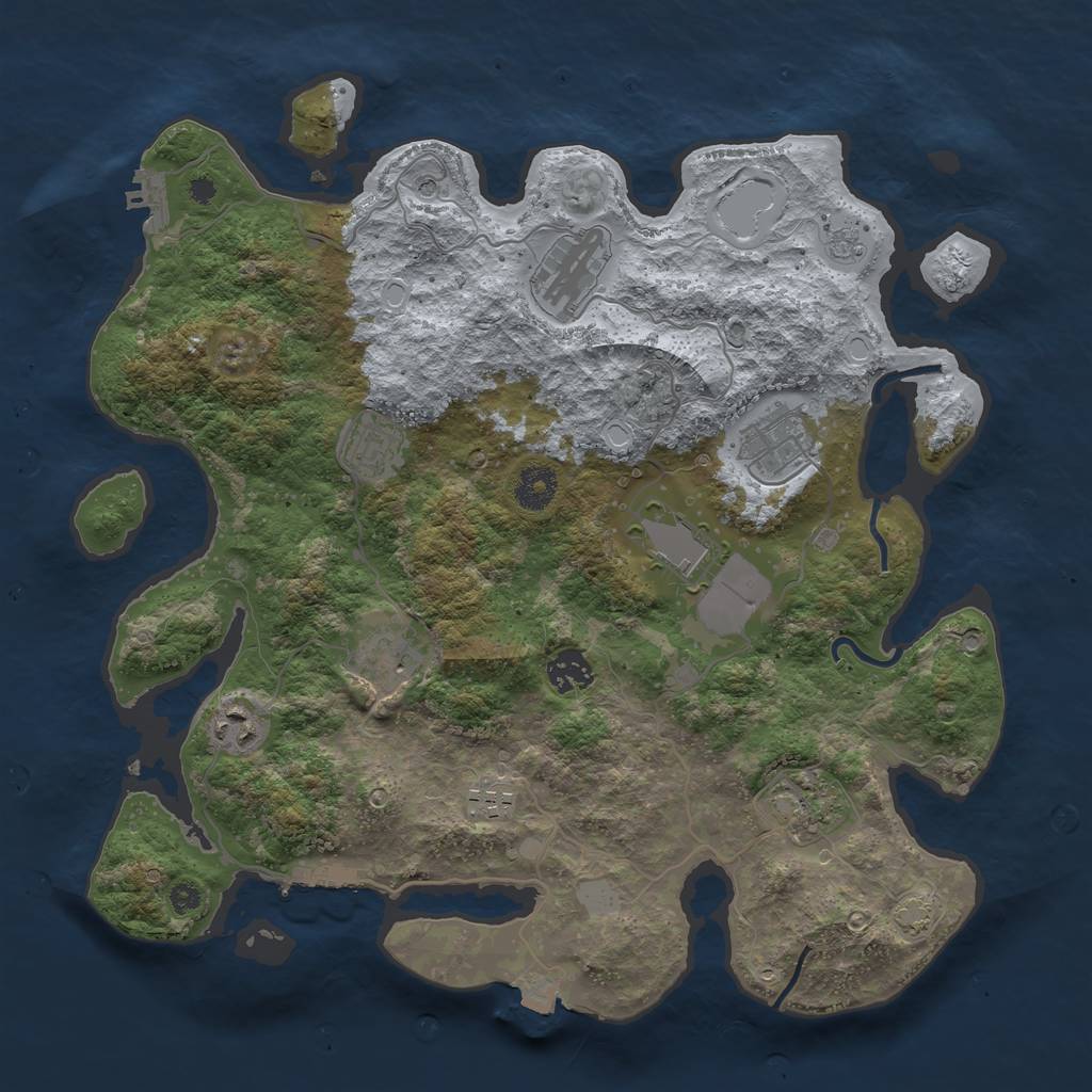 Rust Map: Procedural Map, Size: 3700, Seed: 77991016, 17 Monuments