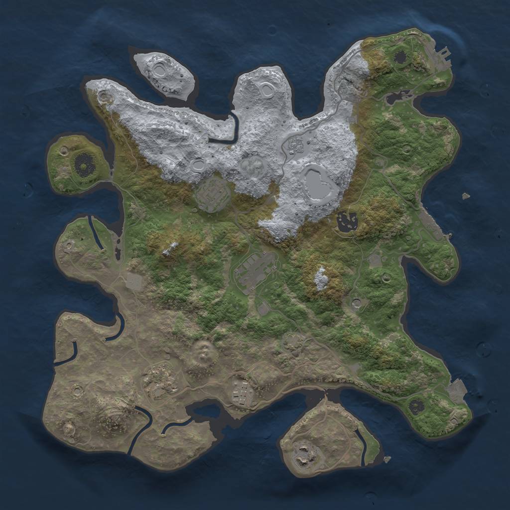 Rust Map: Procedural Map, Size: 3450, Seed: 83080787, 14 Monuments