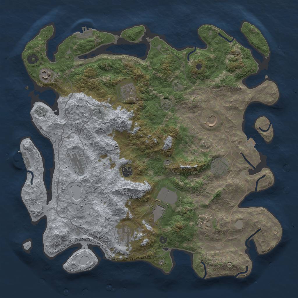 Rust Map: Procedural Map, Size: 4100, Seed: 66782603, 18 Monuments