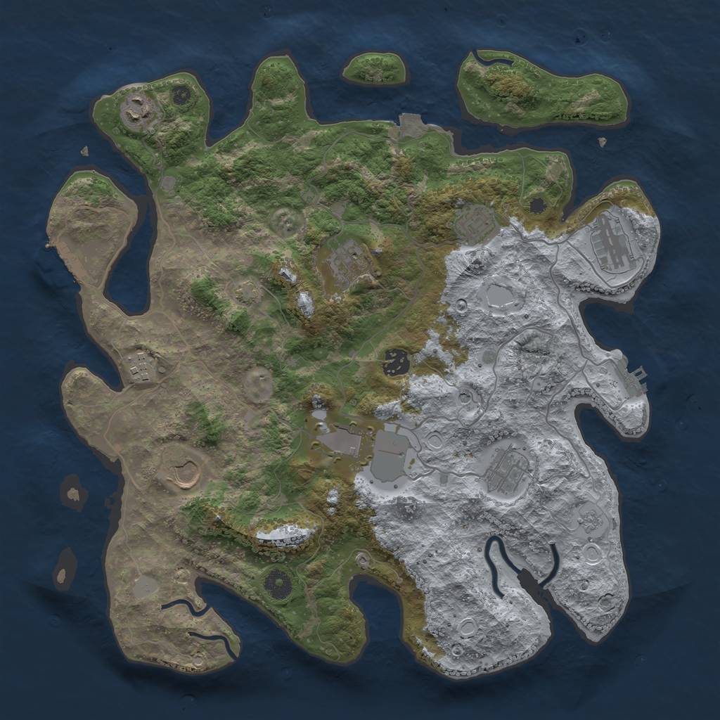 Rust Map: Procedural Map, Size: 3850, Seed: 928182, 17 Monuments