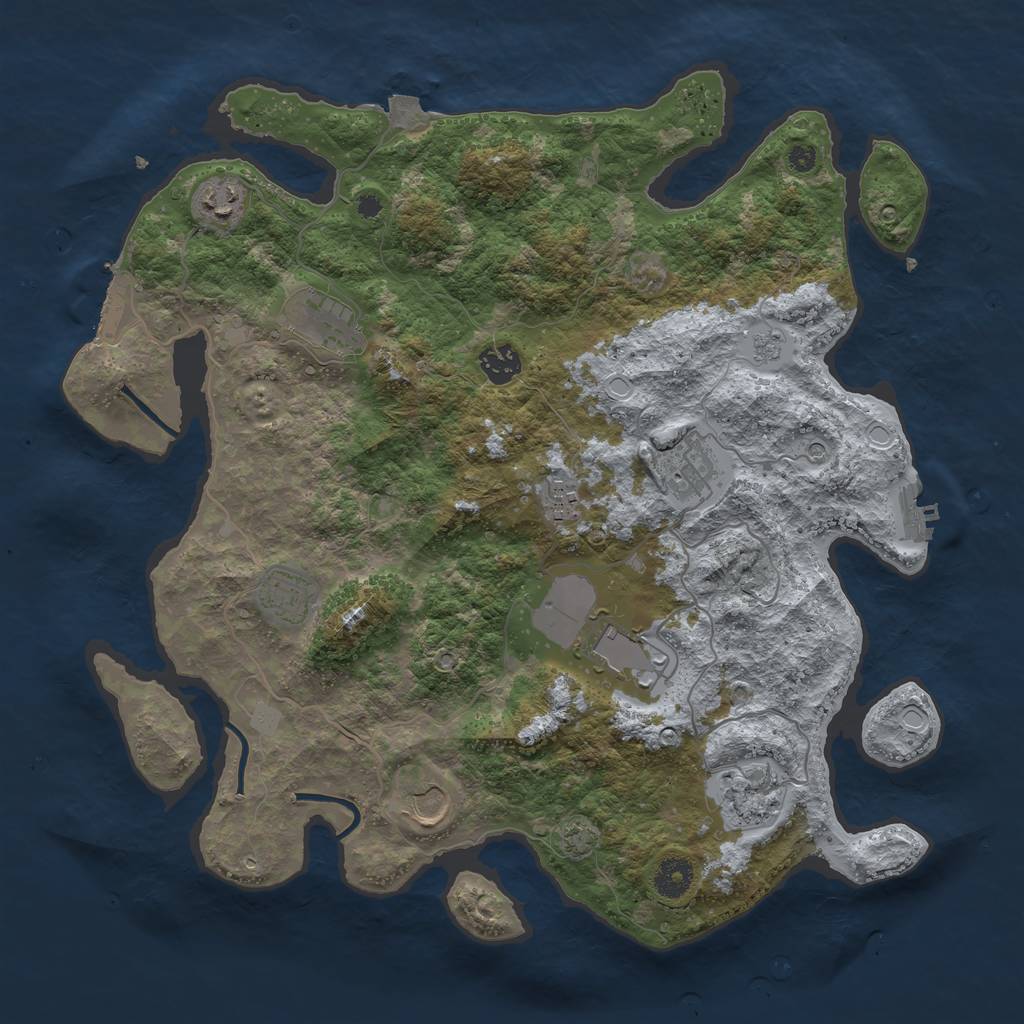 Rust Map: Procedural Map, Size: 3850, Seed: 32246647, 17 Monuments