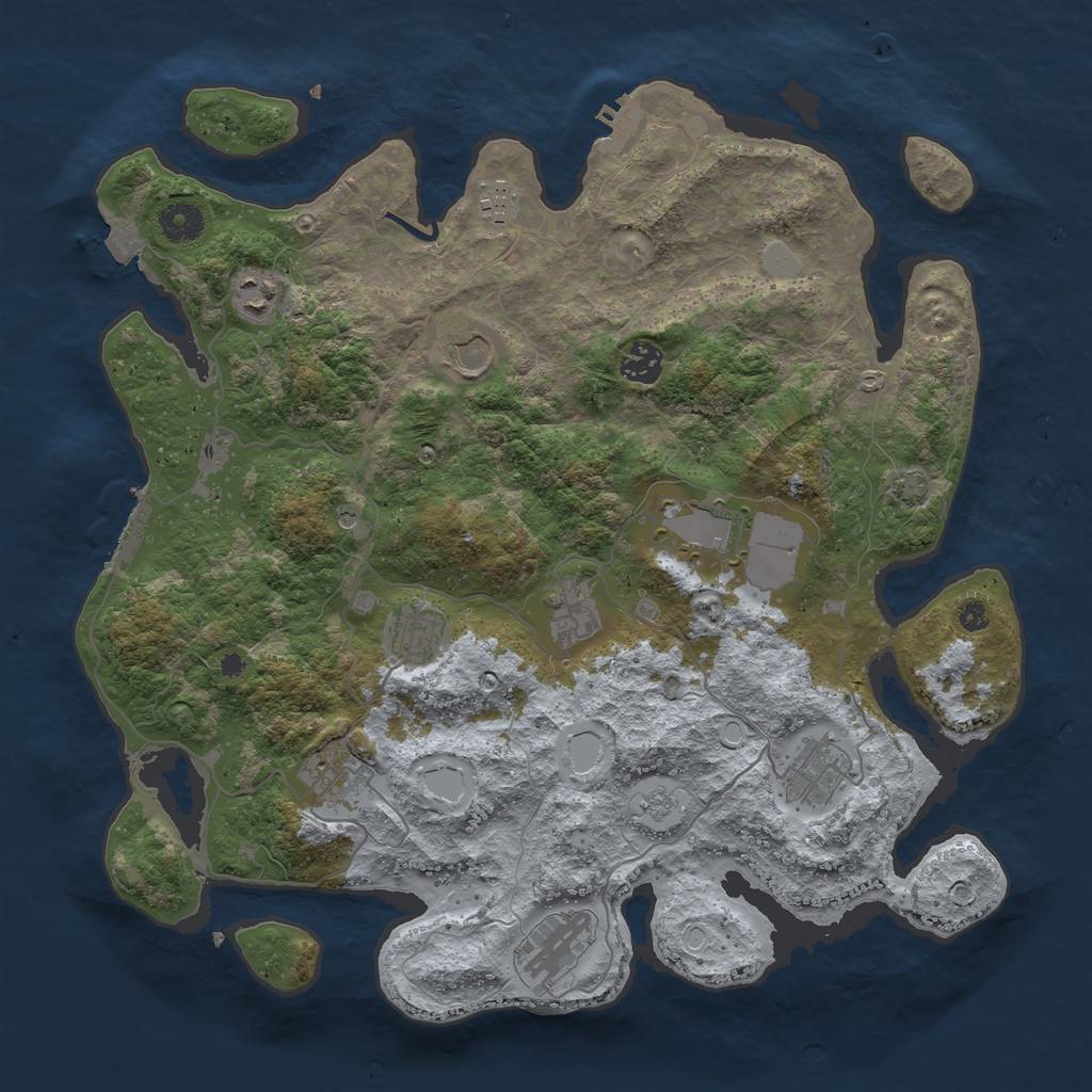 Rust Map: Procedural Map, Size: 3850, Seed: 23223112, 18 Monuments