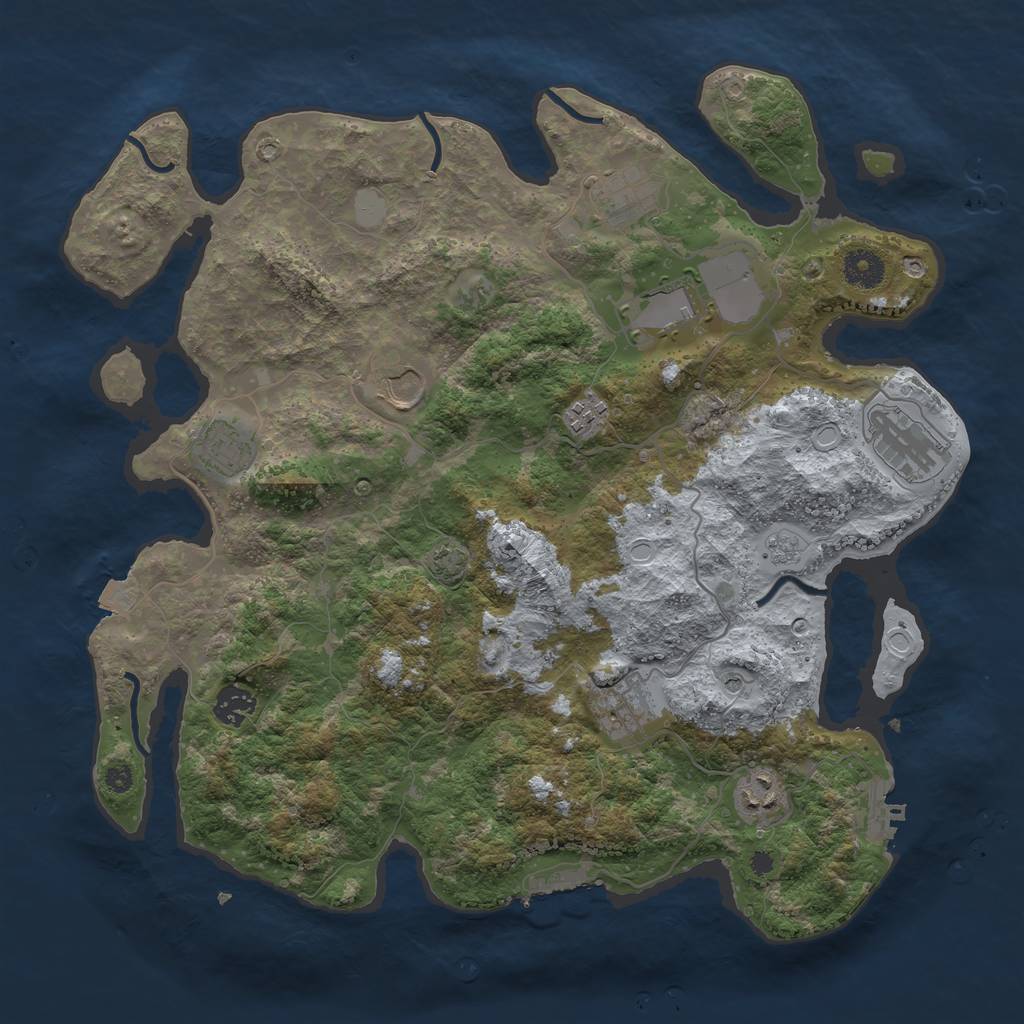 Rust Map: Procedural Map, Size: 3800, Seed: 54295063, 17 Monuments