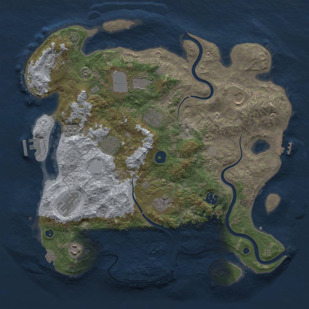 Rust Map: Procedural Map, Size: 3900, Seed: 30862497, 16 Monuments