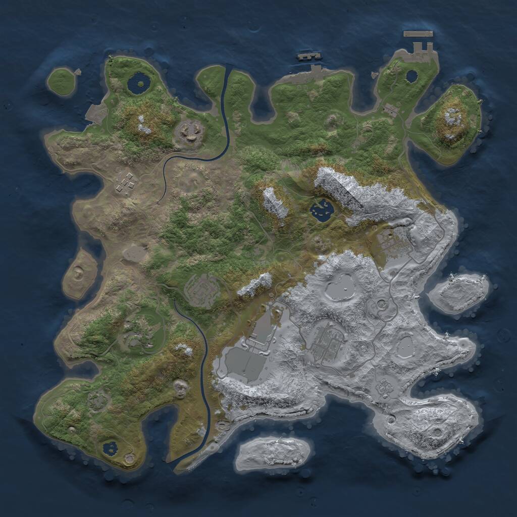 Rust Map: Procedural Map, Size: 3550, Seed: 46943104, 14 Monuments
