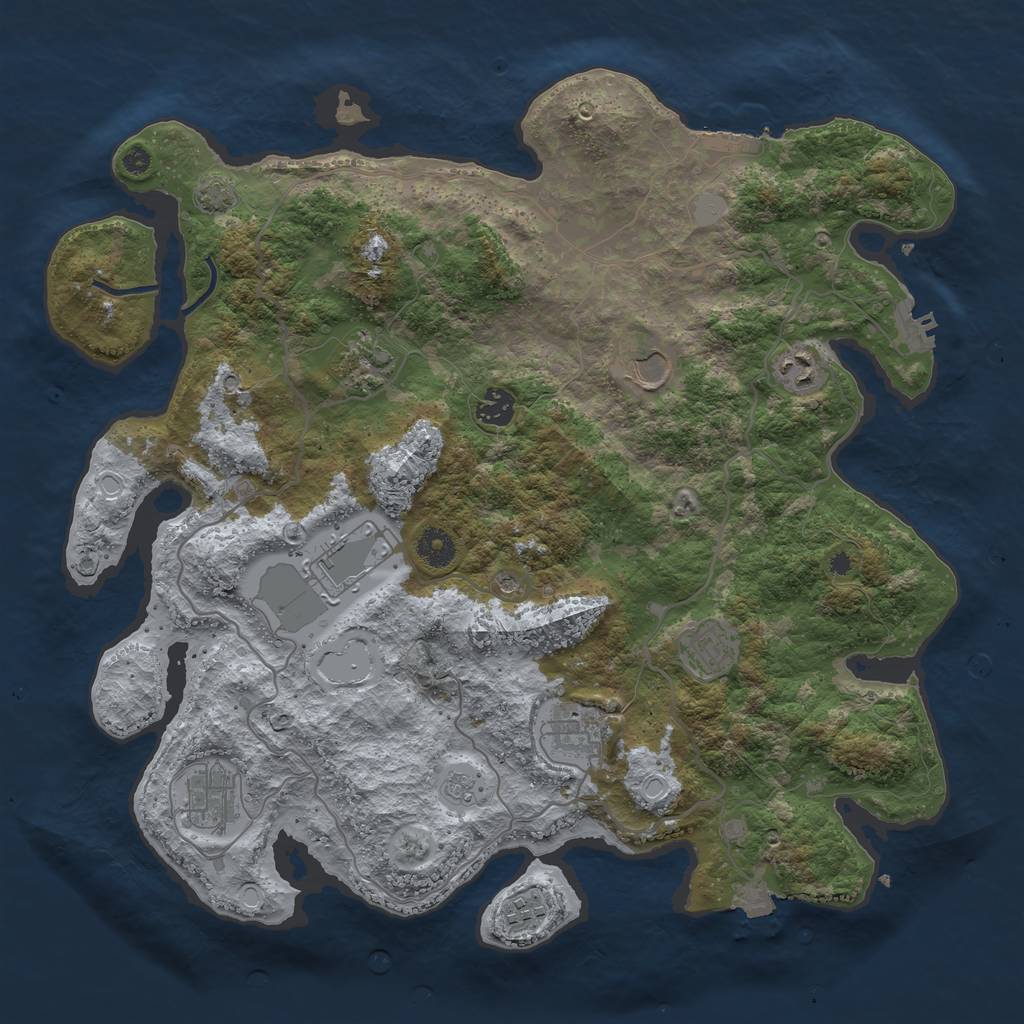 Rust Map: Procedural Map, Size: 4000, Seed: 30534674, 17 Monuments