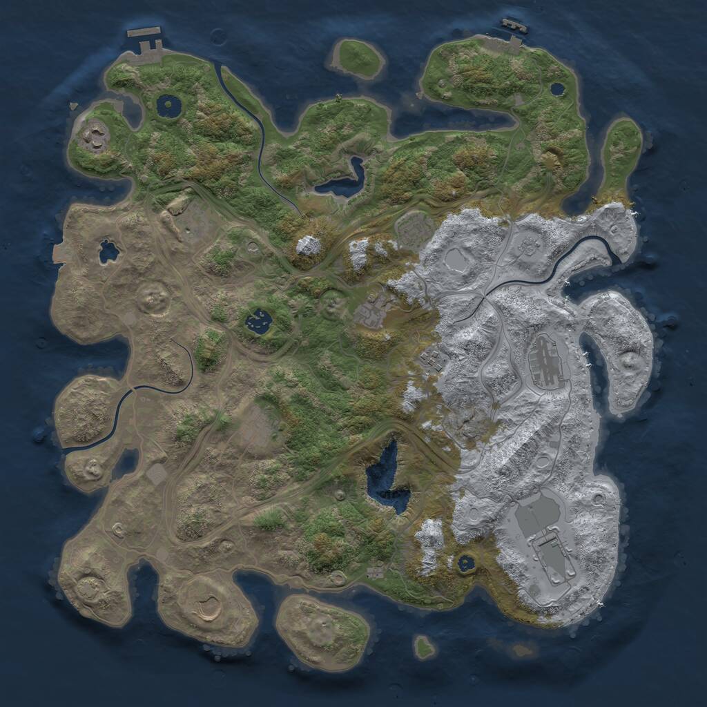 Rust Map: Procedural Map, Size: 4300, Seed: 43670351, 16 Monuments