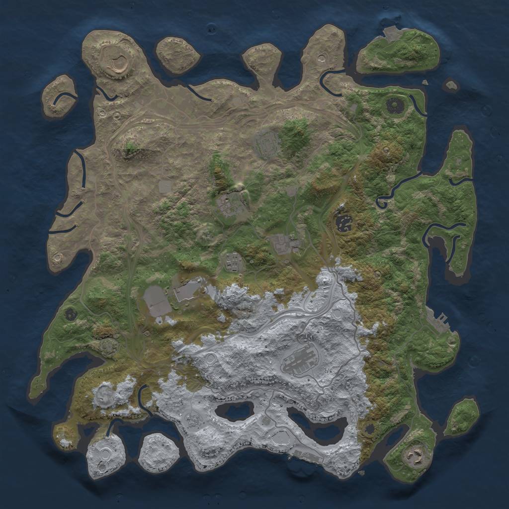 Rust Map: Procedural Map, Size: 4300, Seed: 76702176, 17 Monuments