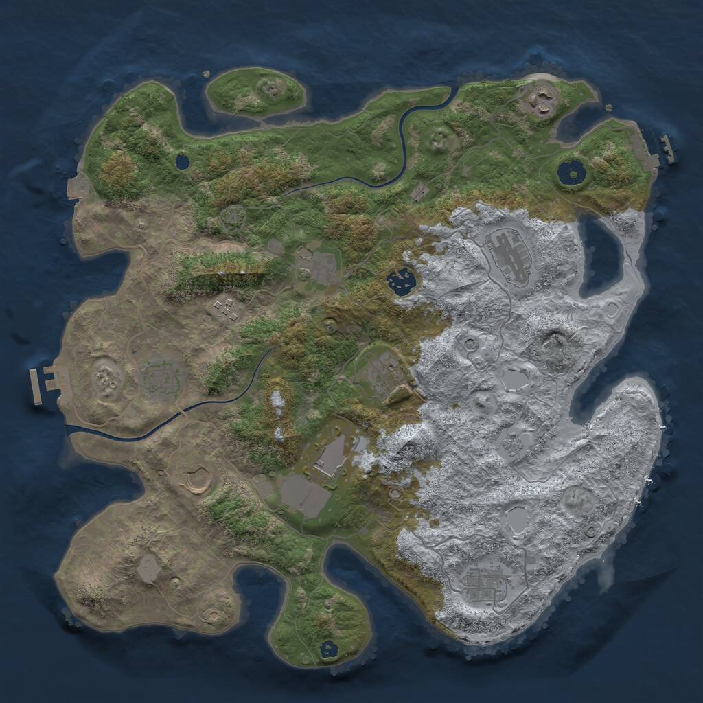 Rust Map: Procedural Map, Size: 3900, Seed: 13362213, 16 Monuments