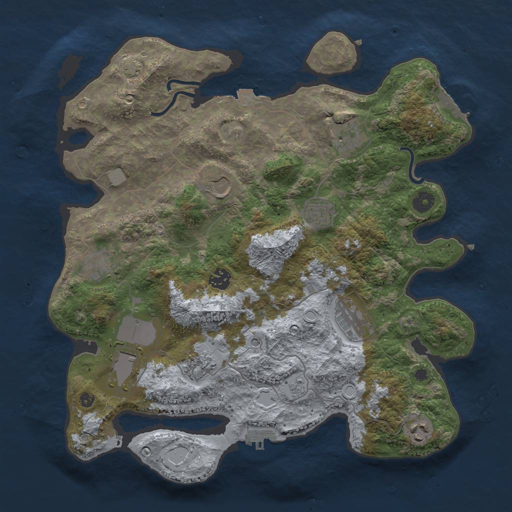 Rust Map: Procedural Map, Size: 3600, Seed: 70444981, 17 Monuments