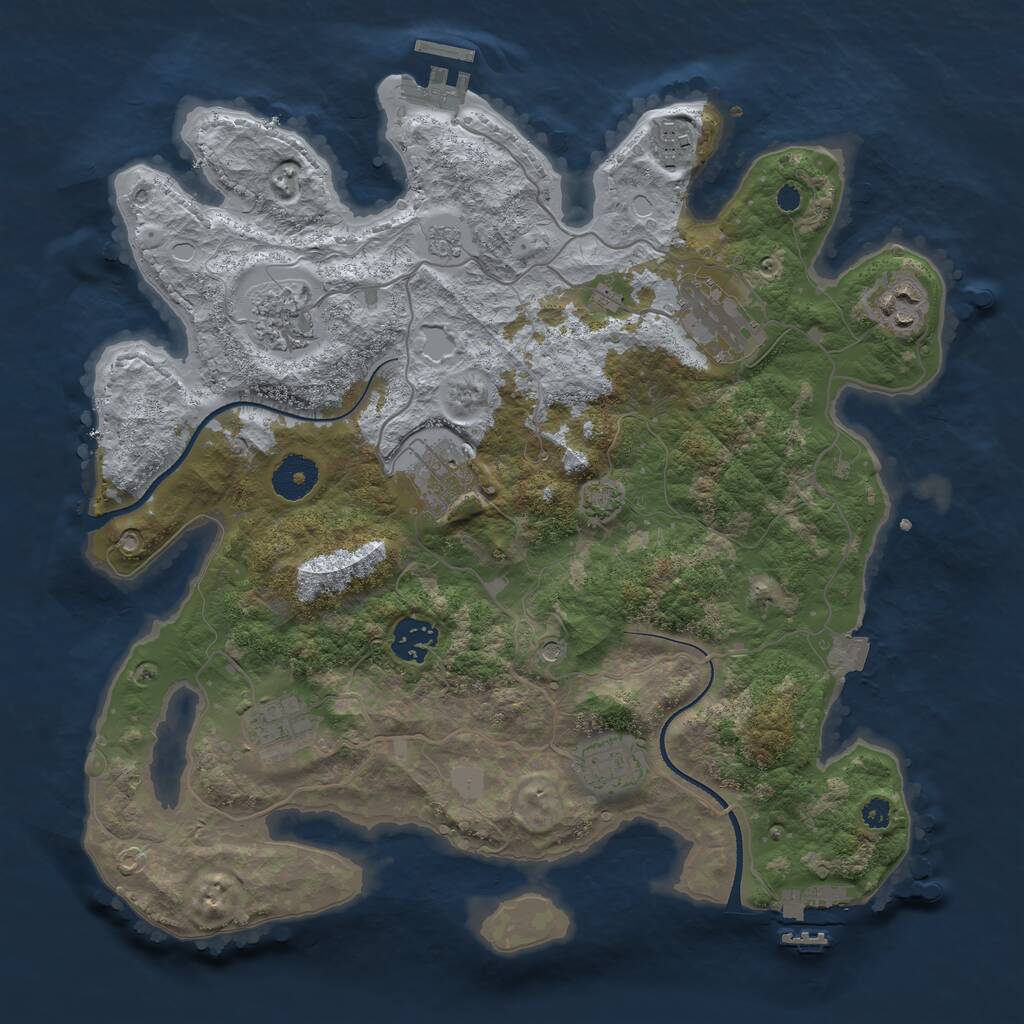 Rust Map: Procedural Map, Size: 3450, Seed: 86252775, 14 Monuments