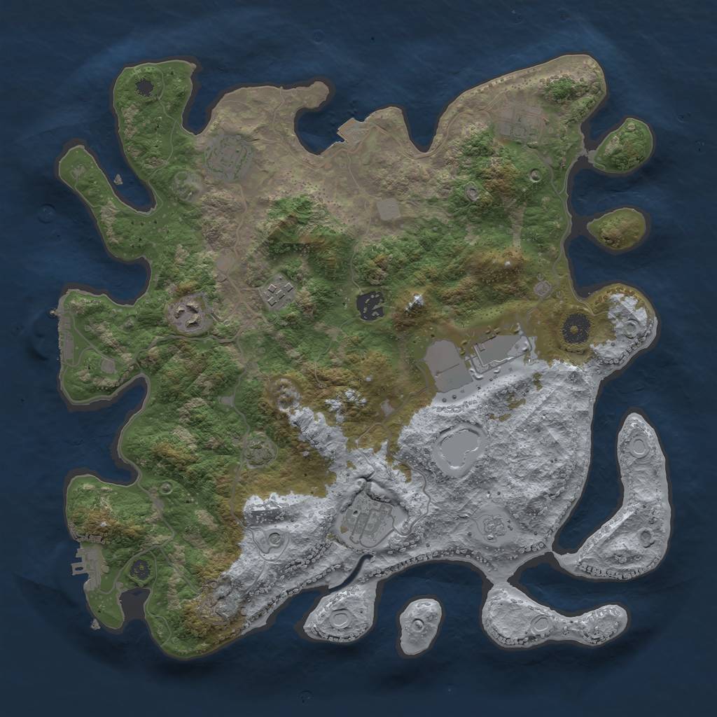 Rust Map: Procedural Map, Size: 3650, Seed: 46352942, 15 Monuments