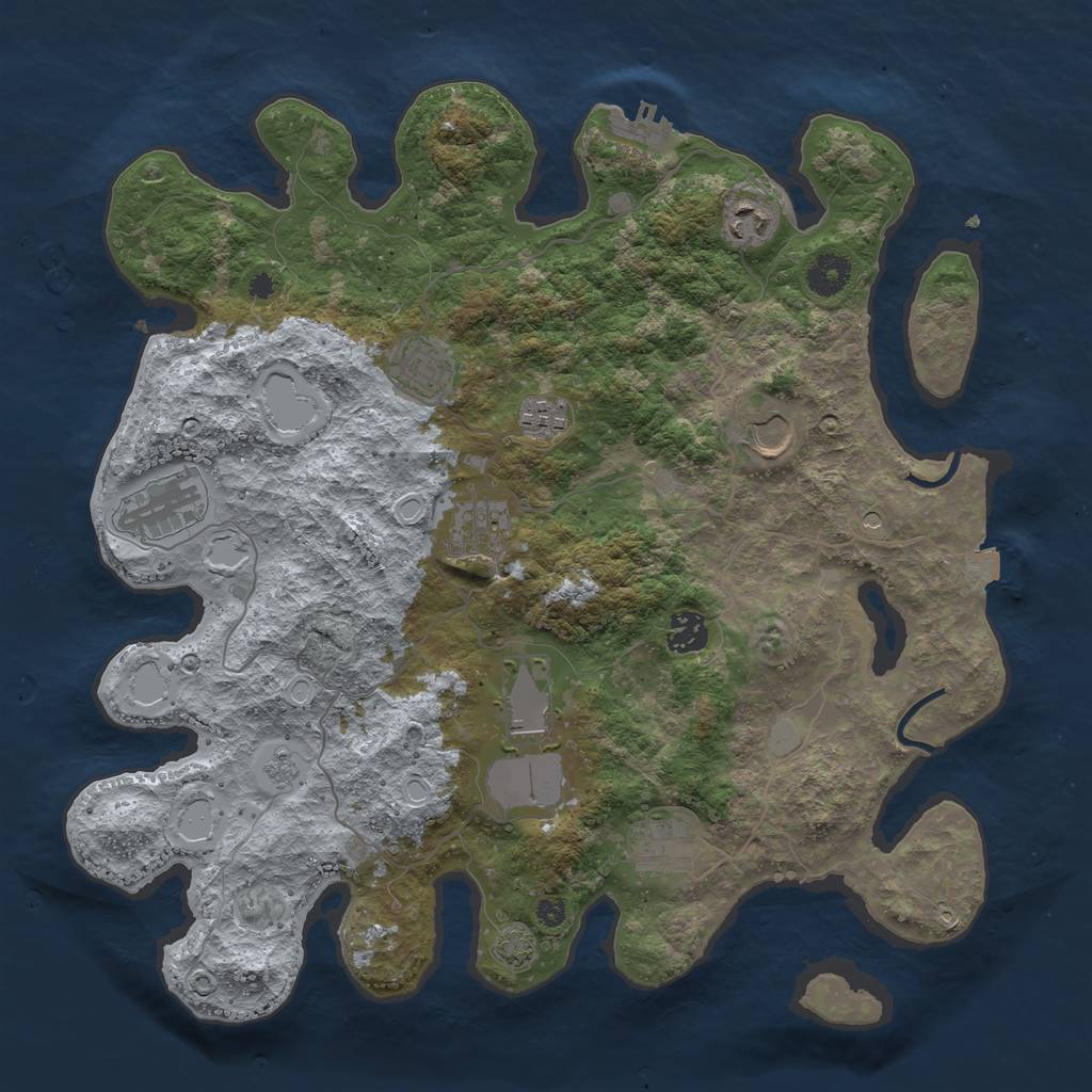 Rust Map: Procedural Map, Size: 3800, Seed: 10307391, 16 Monuments
