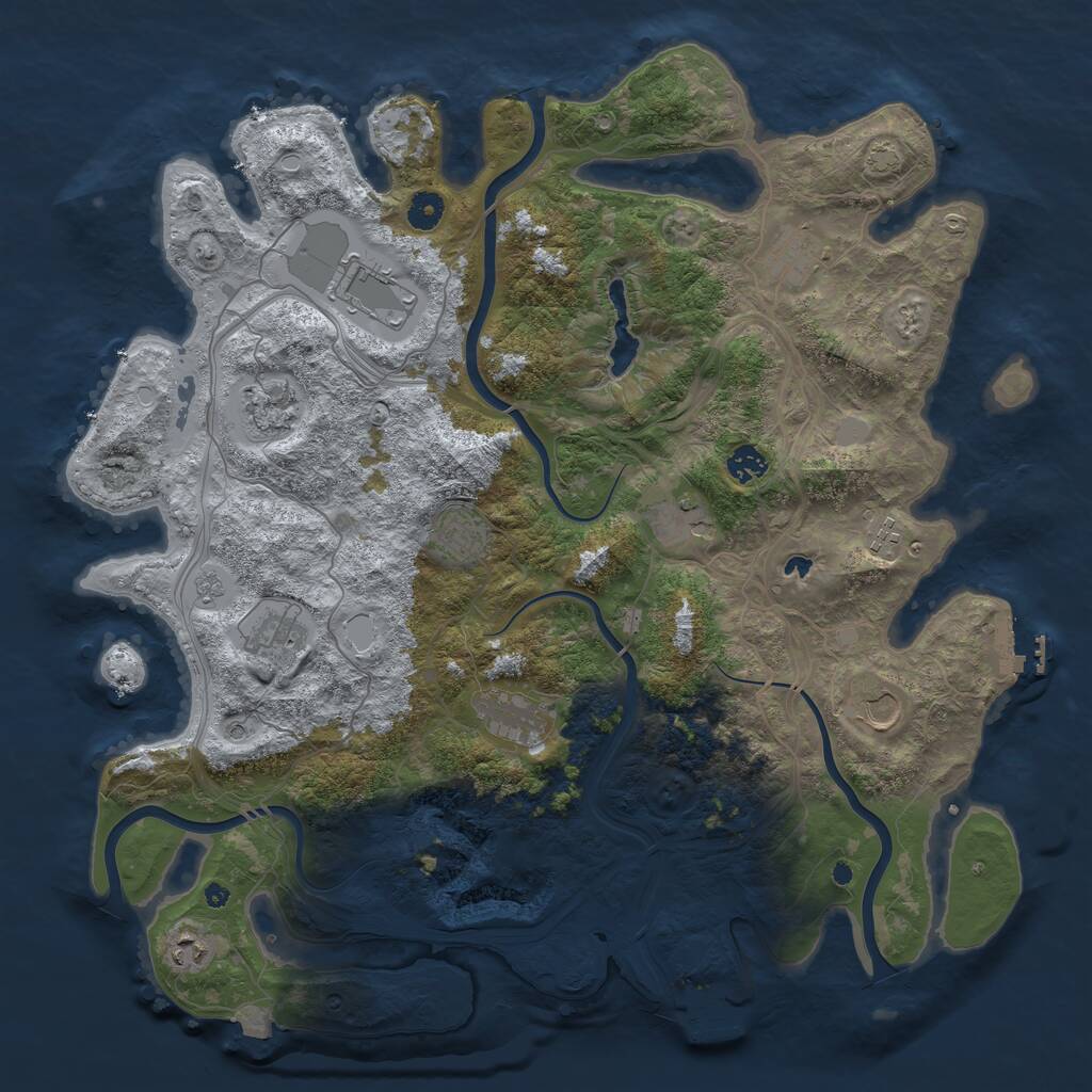 Rust Map: Procedural Map, Size: 4400, Seed: 89191086, 17 Monuments