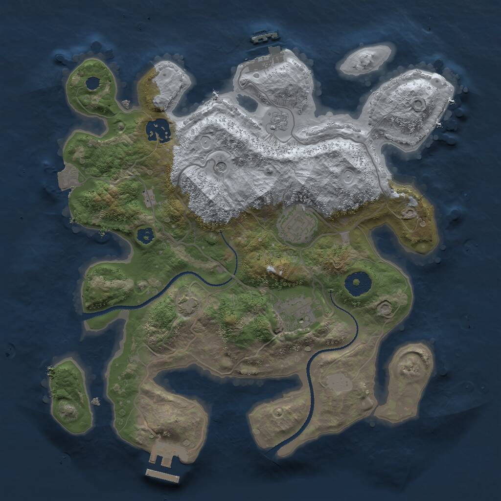 Rust Map: Procedural Map, Size: 3000, Seed: 4564, 9 Monuments