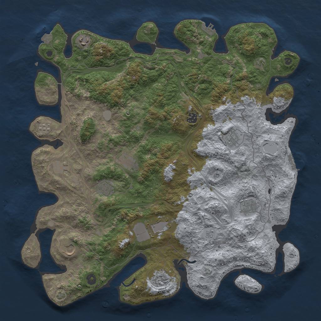 Rust Map: Procedural Map, Size: 4500, Seed: 646466, 19 Monuments