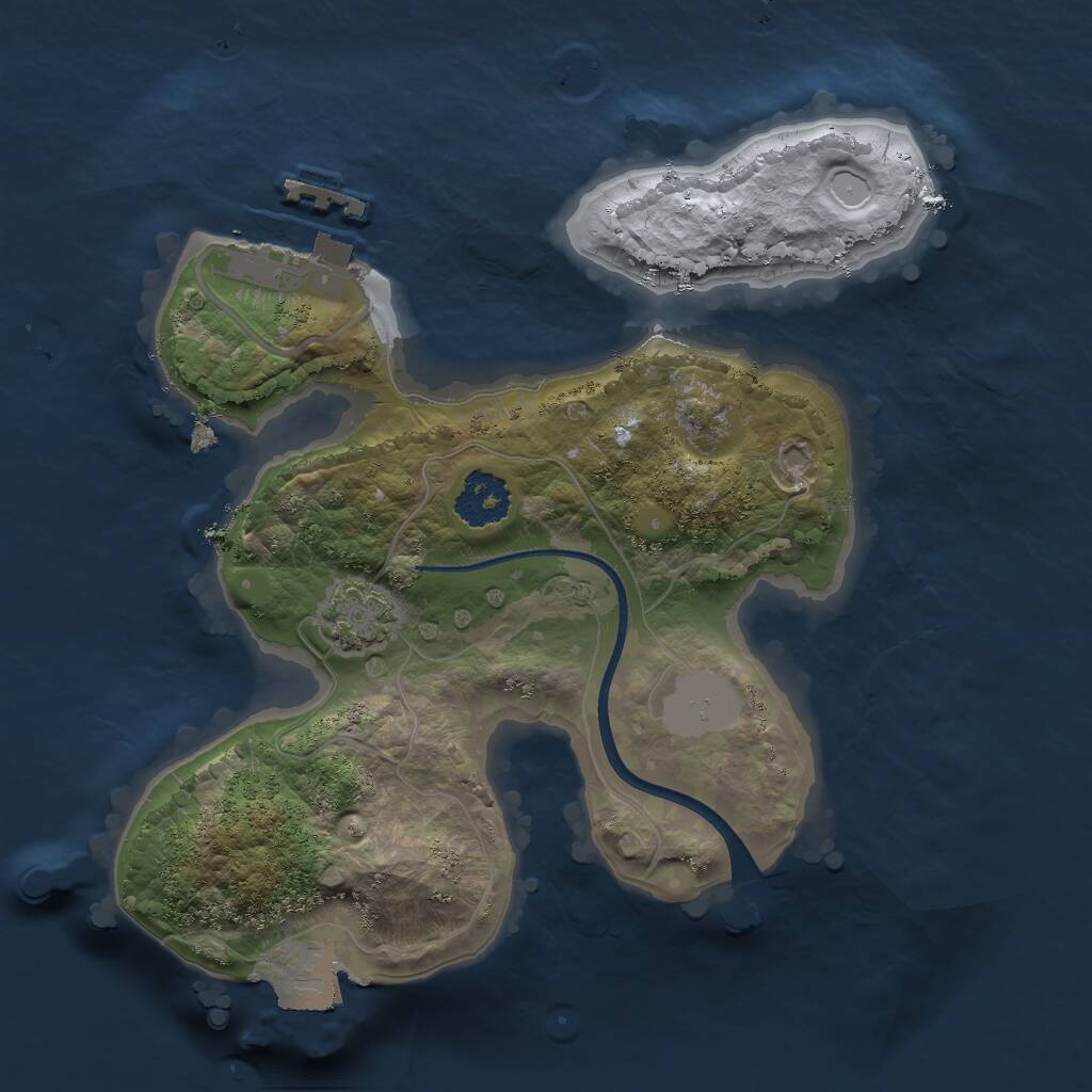Rust Map: Procedural Map, Size: 2000, Seed: 1438342890, 3 Monuments