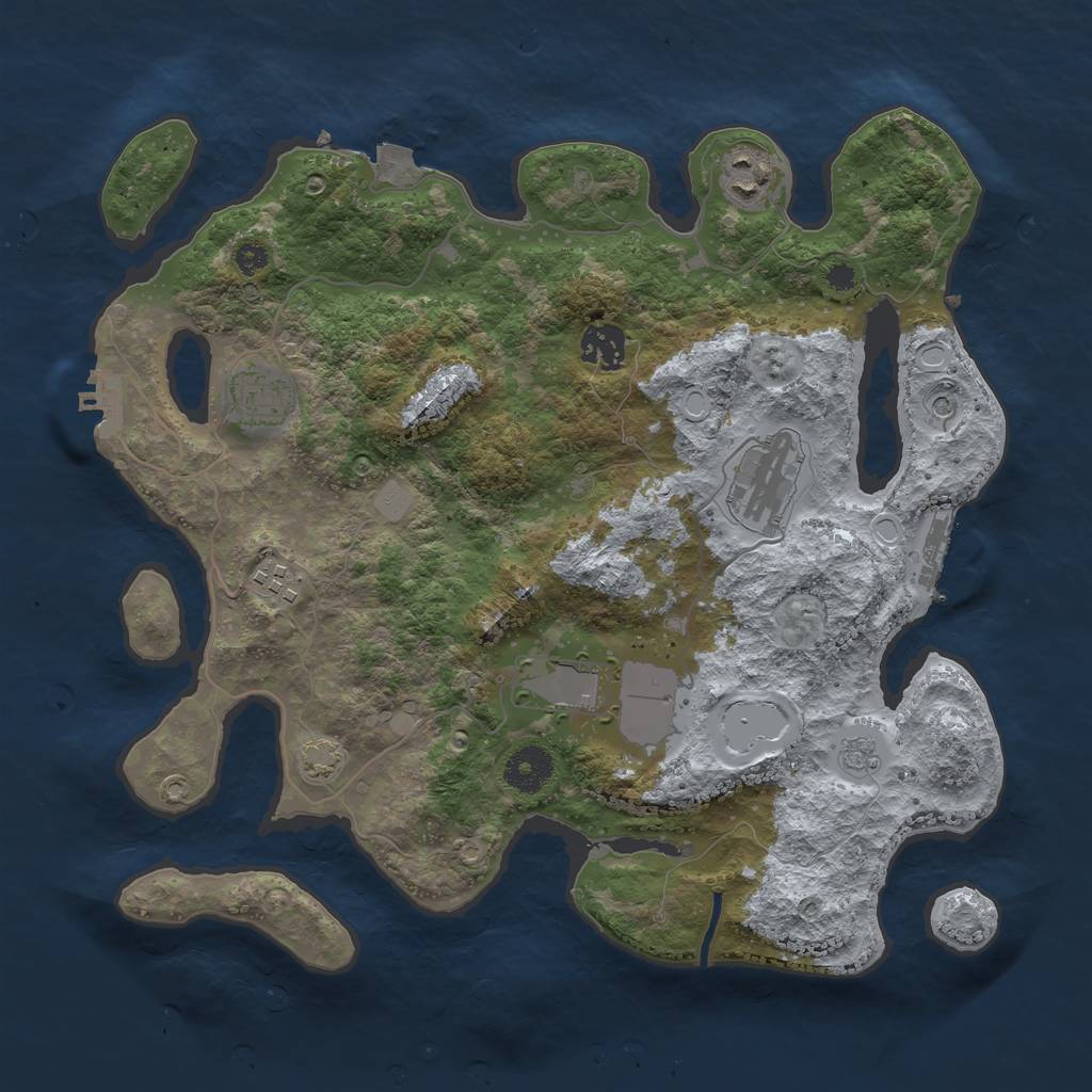 Rust Map: Procedural Map, Size: 3500, Seed: 17106056, 14 Monuments