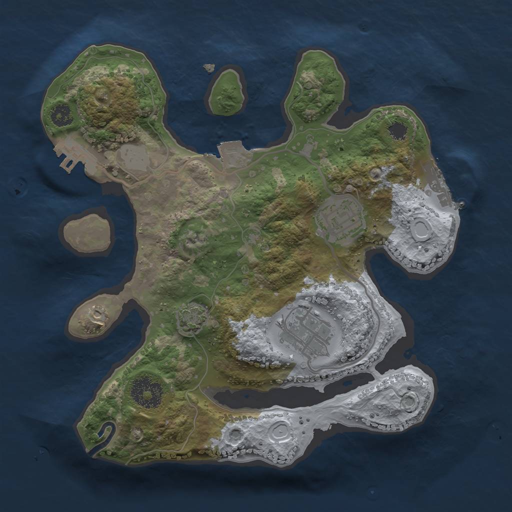 Rust Map: Procedural Map, Size: 2400, Seed: 1038379191, 8 Monuments