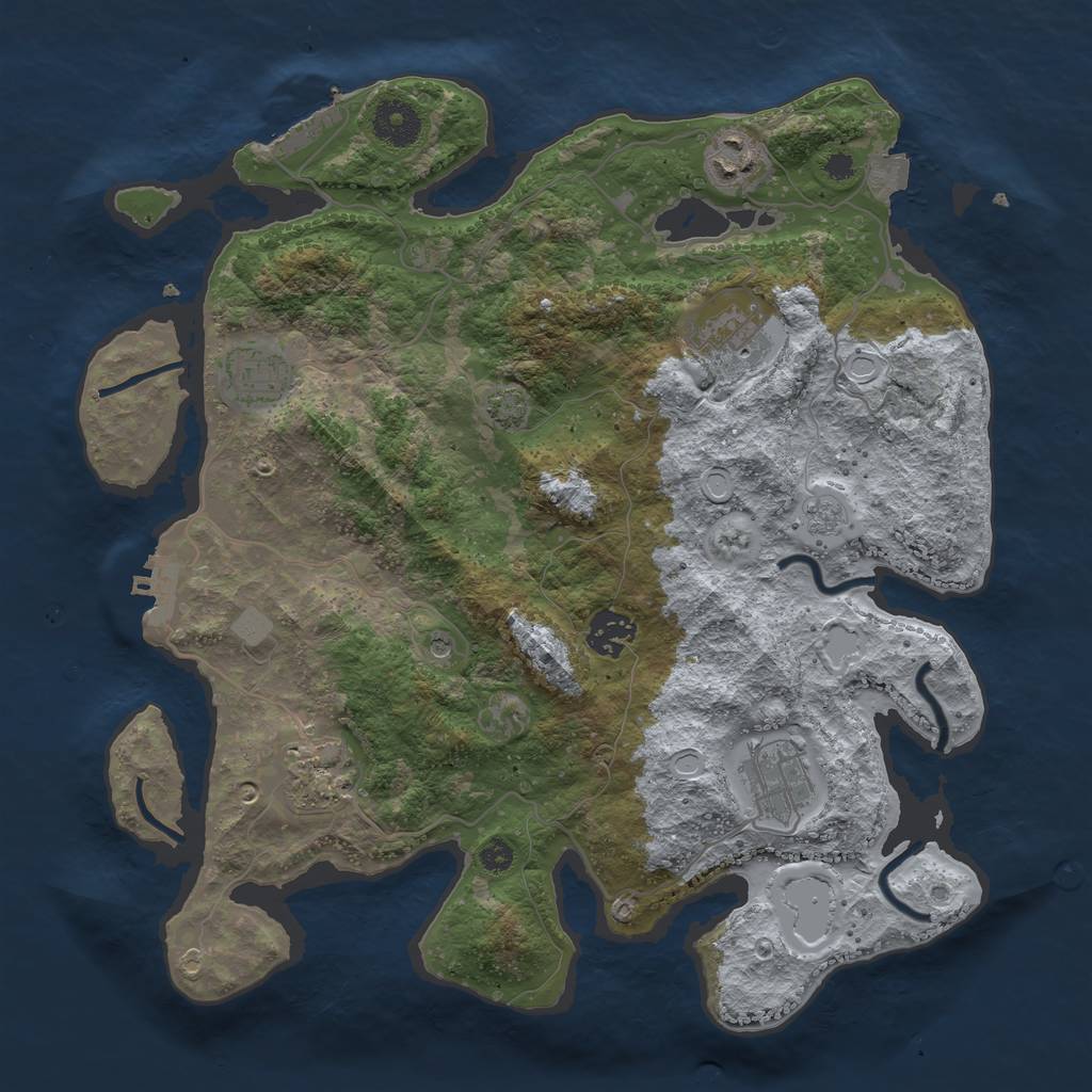 Rust Map: Procedural Map, Size: 3450, Seed: 15769427, 14 Monuments