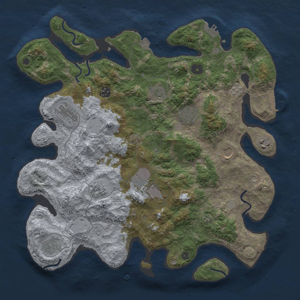 Rust Map: Procedural Map, Size: 3950, Seed: 52566512, 18 Monuments