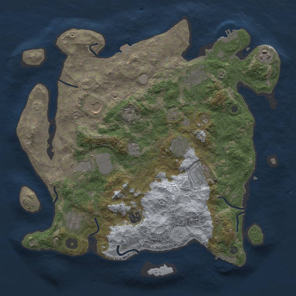 Rust Map: Procedural Map, Size: 3750, Seed: 71304835, 17 Monuments
