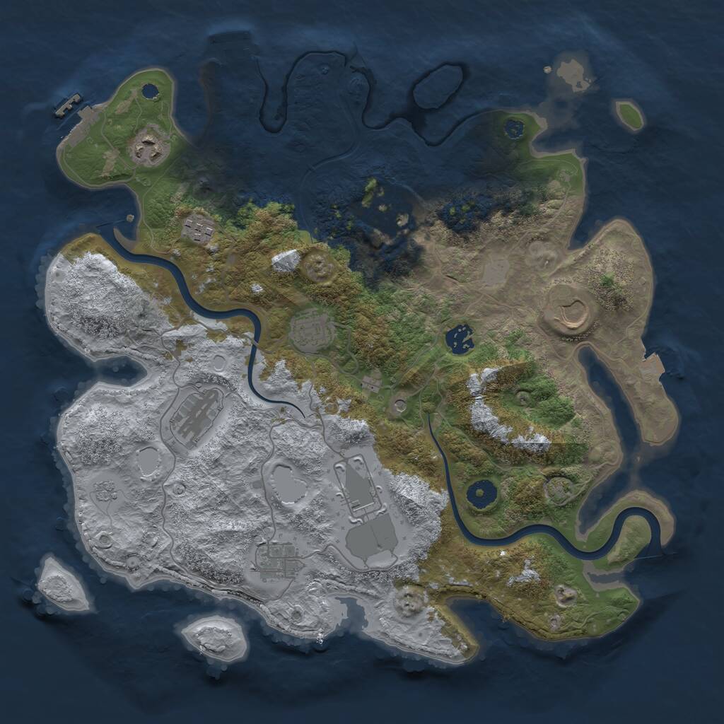 Rust Map: Procedural Map, Size: 3800, Seed: 43901862, 15 Monuments