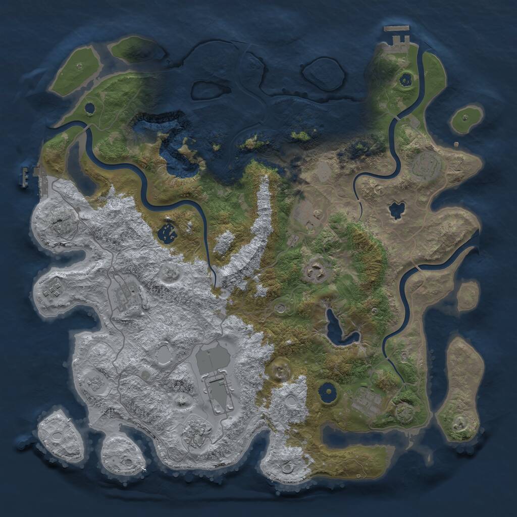 Rust Map: Procedural Map, Size: 4100, Seed: 11033444, 15 Monuments