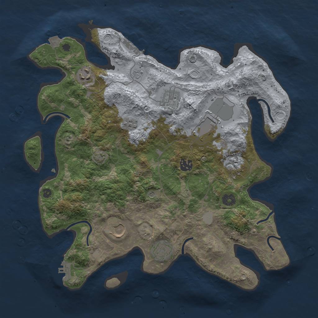 Rust Map: Procedural Map, Size: 3600, Seed: 66830685, 16 Monuments