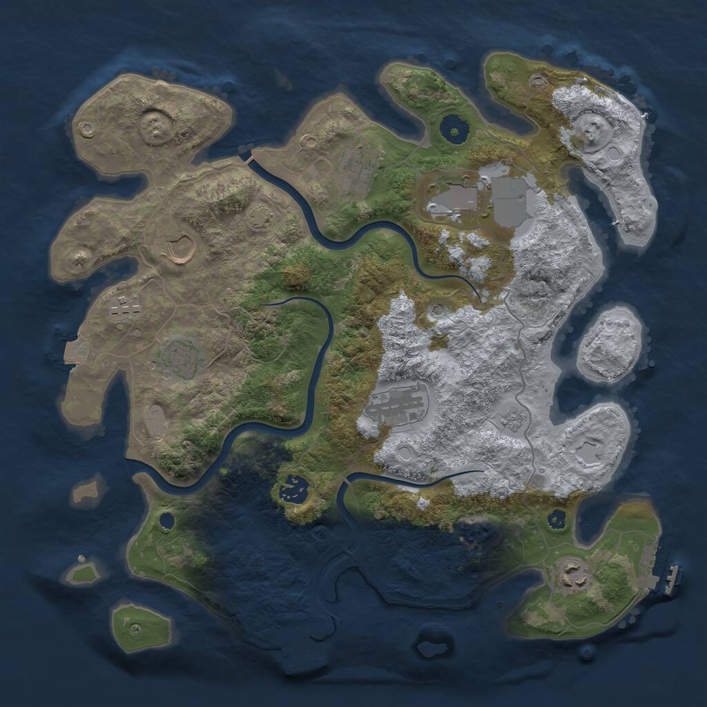 Rust Map: Procedural Map, Size: 3650, Seed: 52389677, 14 Monuments