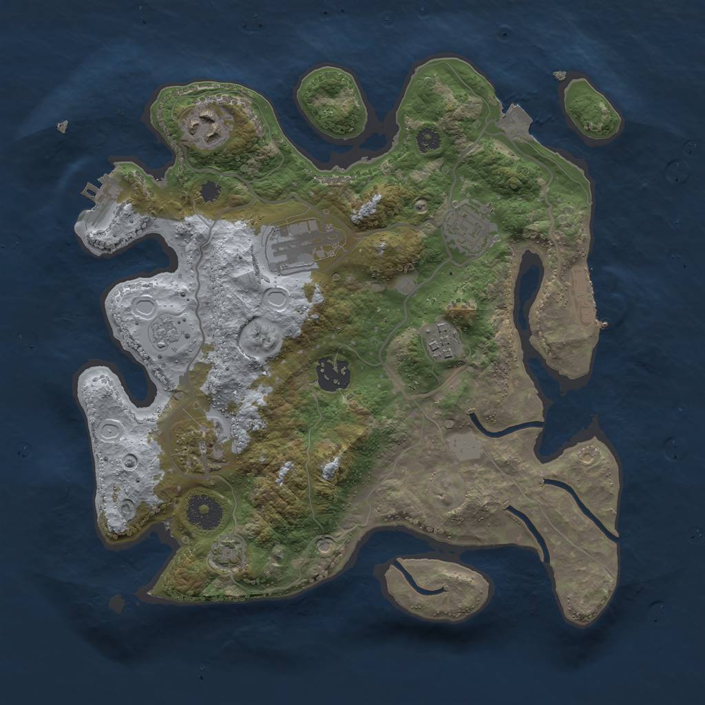 Rust Map: Procedural Map, Size: 3000, Seed: 13800, 13 Monuments